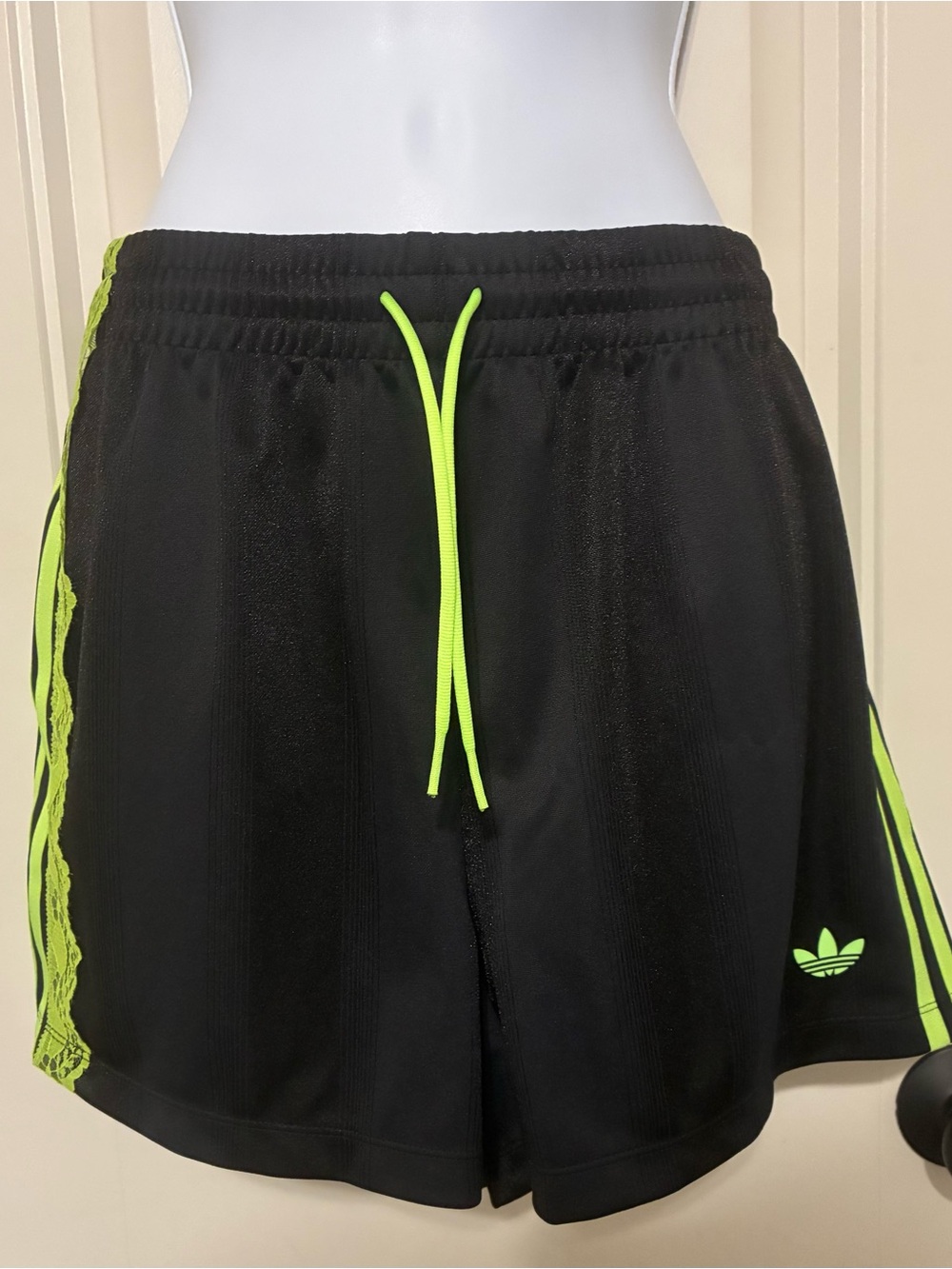 Adidas Black Lace-Trim Shorts - Picture 3 of 8